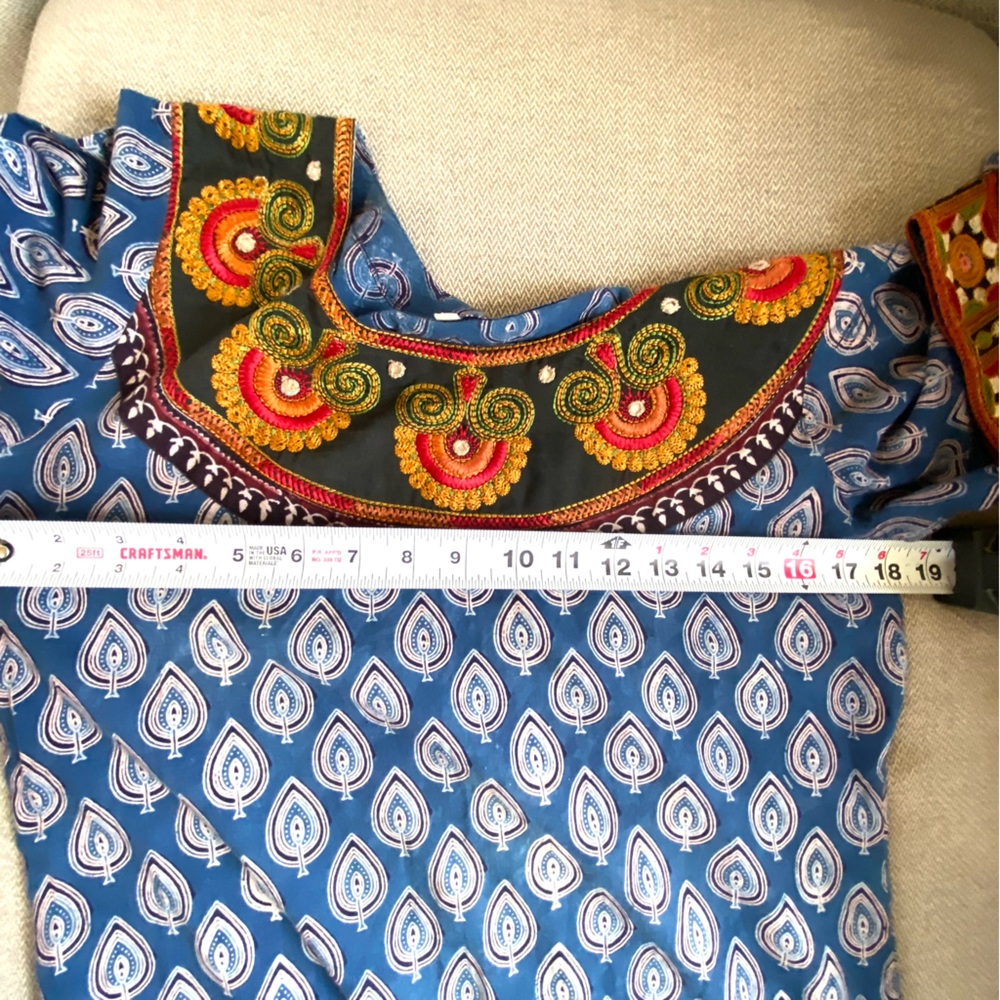 Embroidered Indian Kurta Tunic Ethnic Festival Long Top Meditation Yoga Wear Med - Picture 5 of 10